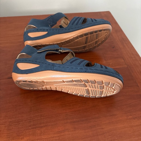 Luo Ge Blue Comfort Sandals Velcro Strap Fits 8–8.5 - Picture 7 of 9